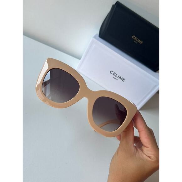 NEW Celine CL4005FN Marta Acetate Sunglasses in Beige - Picture 5 of 7